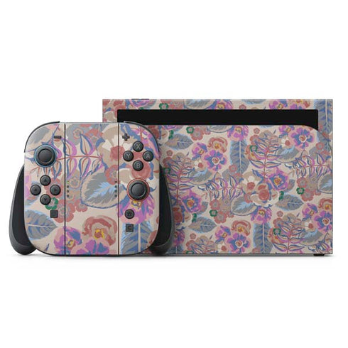 Warm Taupe Floral Nintendo Switch 2 (2025) with Joy-Con Skin